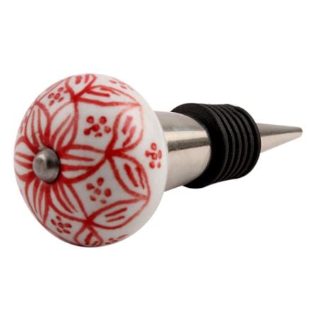 Red Leaf Ceramic Wine Stopper
